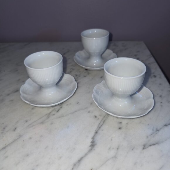 Kaiser Germany Porcelain Egg Cups Set of 3 w/ Vintage Easter Candle Eggs Cottage - Picture 9 of 10